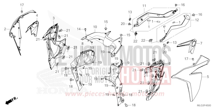 MITTLERER WINDLAUF (CRF1100A/AL/D/DL) von Africa Twin DCT PEARL GLARE WHITE (NHB53H) von 2022